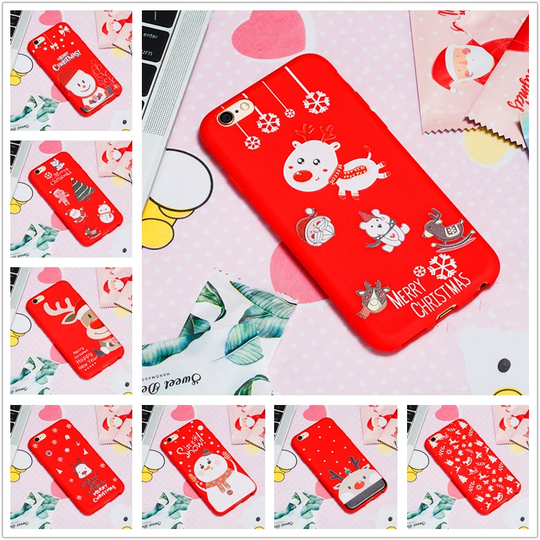 Funda Marry Christmas para iphone 6S 6 Plus, accesorios de árbol de Navidad muñeco de nieve Papá Noel, funda para iphone Plus|Fundas ajustadas| -