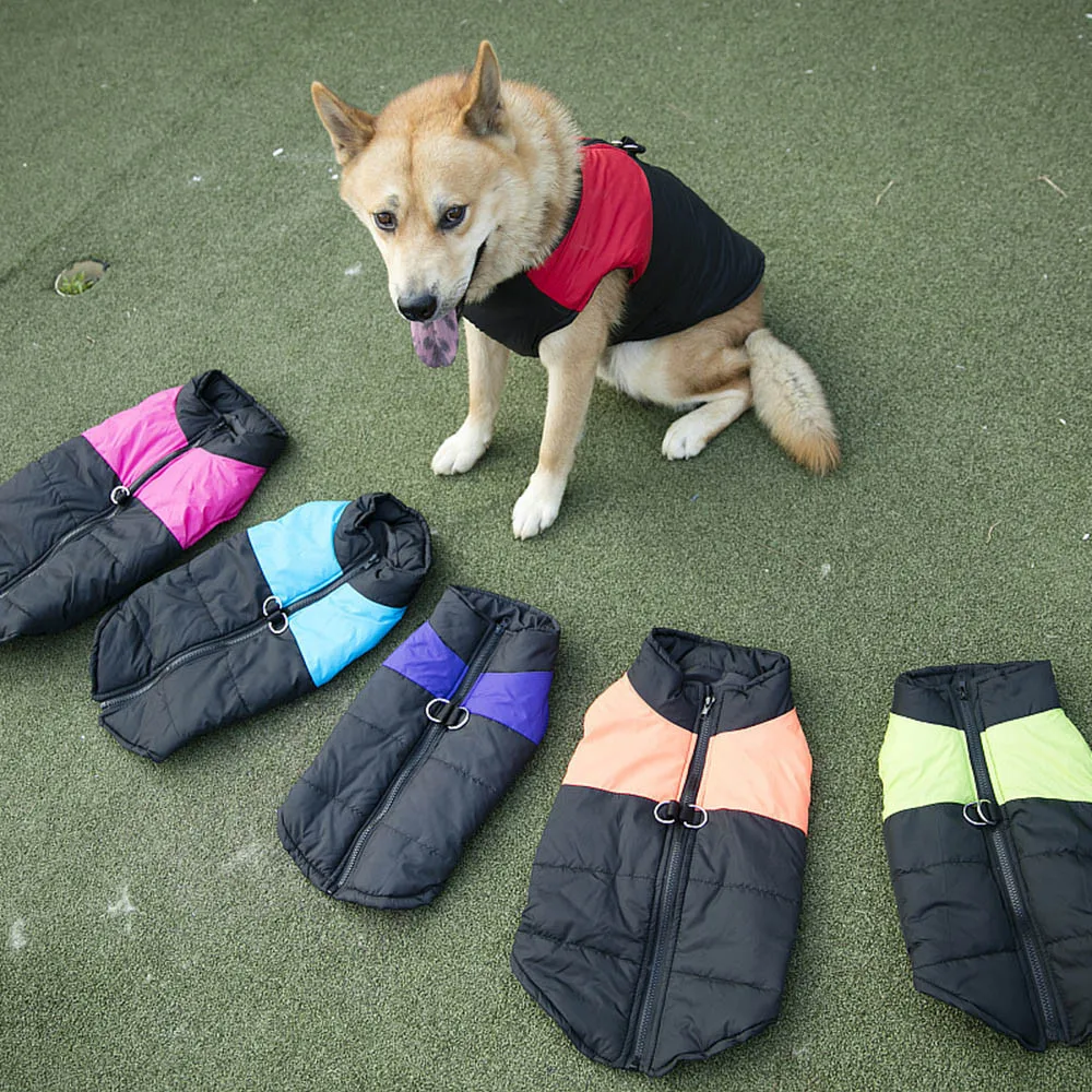 Пальто для домашних собак куртка пэчворк молния одежда для домашних животных зима для маленьких средних пальто для собак крупных пород куртка одежда, принадлежности для домашних питомцев теплая зима