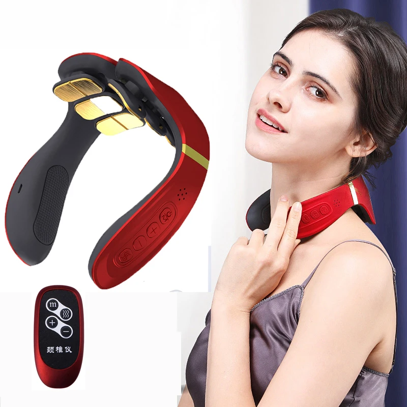 6 Head Cervical massager Remote Control Hot Compress Neck Massager Electric Pulse Neck Shoulder Massage Instrument Relief Pain