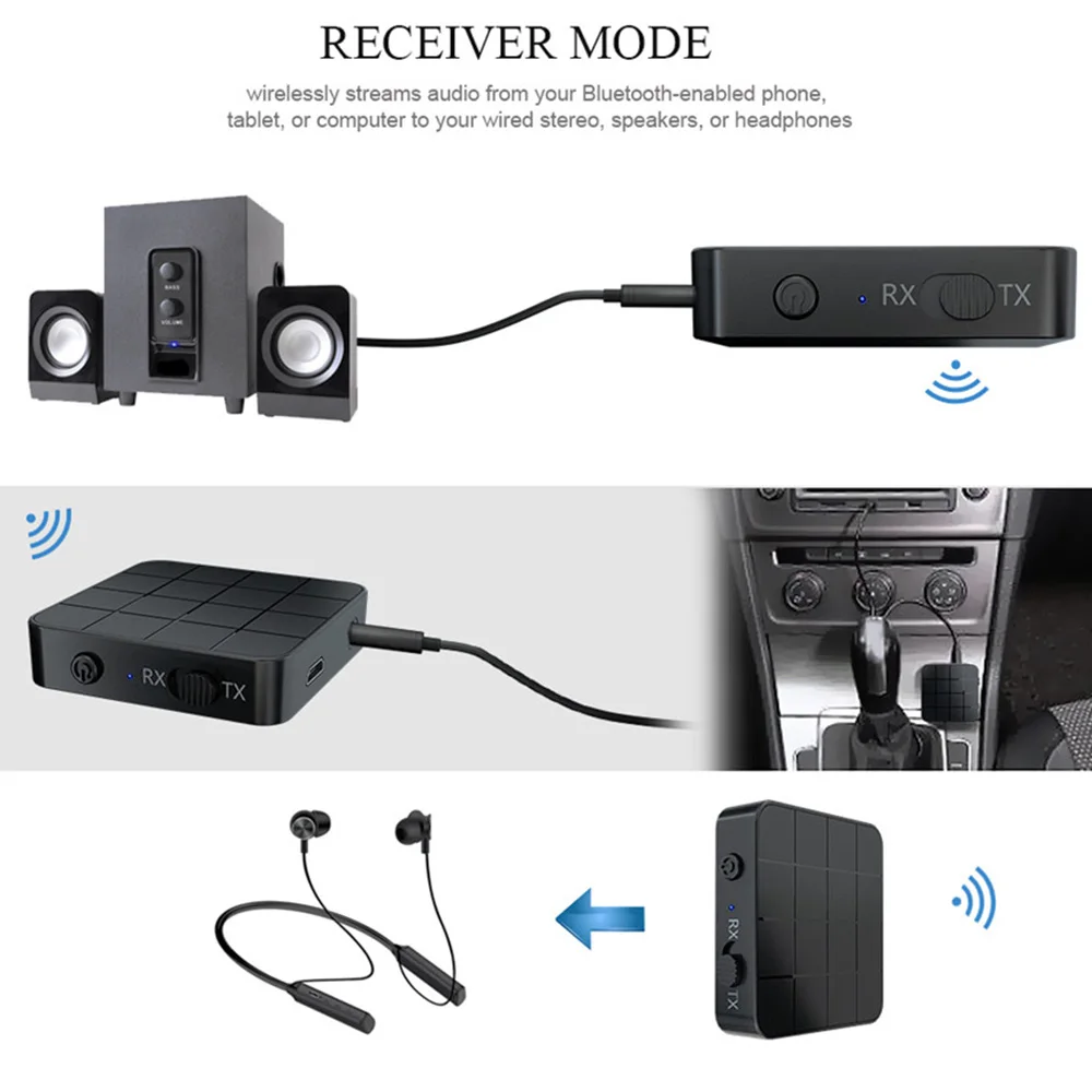 Durable Bluetooth Transmitter Receiver Hands Free Speaker Headphone HIFI 2 In1 RCA Audio Adapter Sound Power Amplifier