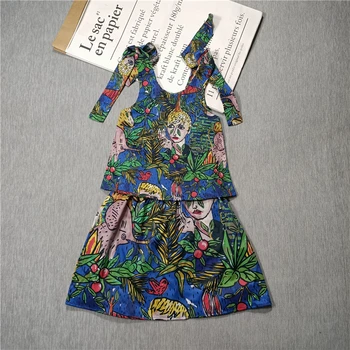 

Summer blue Leaf elephant beauty girls skirts scrawl summer skirts birdie print skirts kids thin