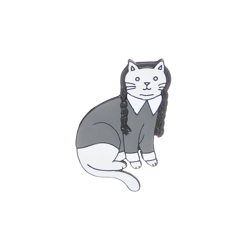 

Cartoon Glitter Cat Brooches Black cat pins Black and White Bone Dark Punk Jewelry Brooches For Women Gift
