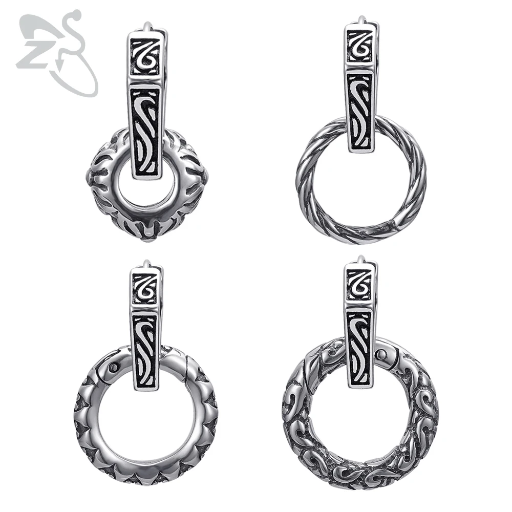 

ZS 316L Stainless Steel Hoop Earrings for Men Punk Earring Gothic Jewelry Rock Roll Ear Hoops Biker Hip Hop Jewelry for Women