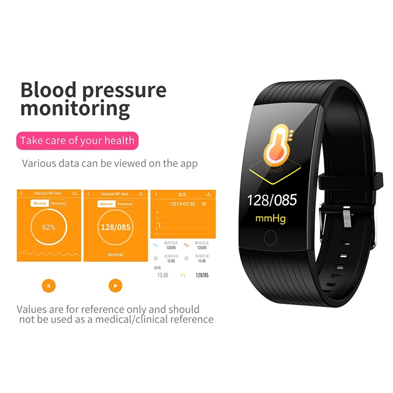 Фитнес-трекер монитор артериального давления Браслет Водонепроницаемый сенсорный экран ультра-тонкий смарт-часы браслет для iOS Android