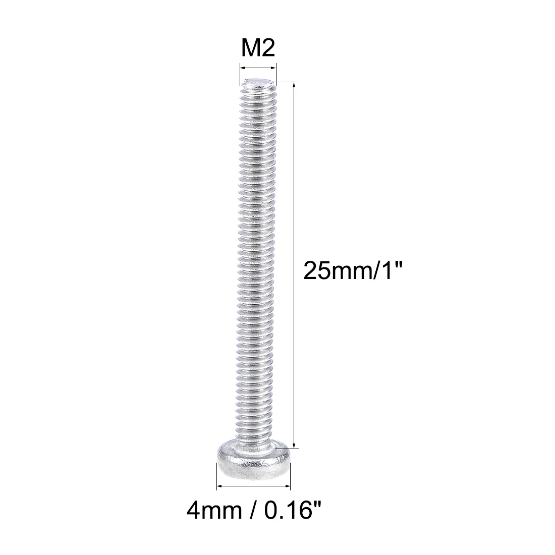 Uxcell крепежные винты Pan крестовая отвертка 304 Нержавеющая сталь M2x25mm 100 шт