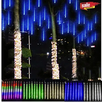 

30/50cm 8 Tubes LED String Lights Christmas Outdoor Meteor Shower Rain Waterproof For Tree Wedding Party Decoration Plug Tail