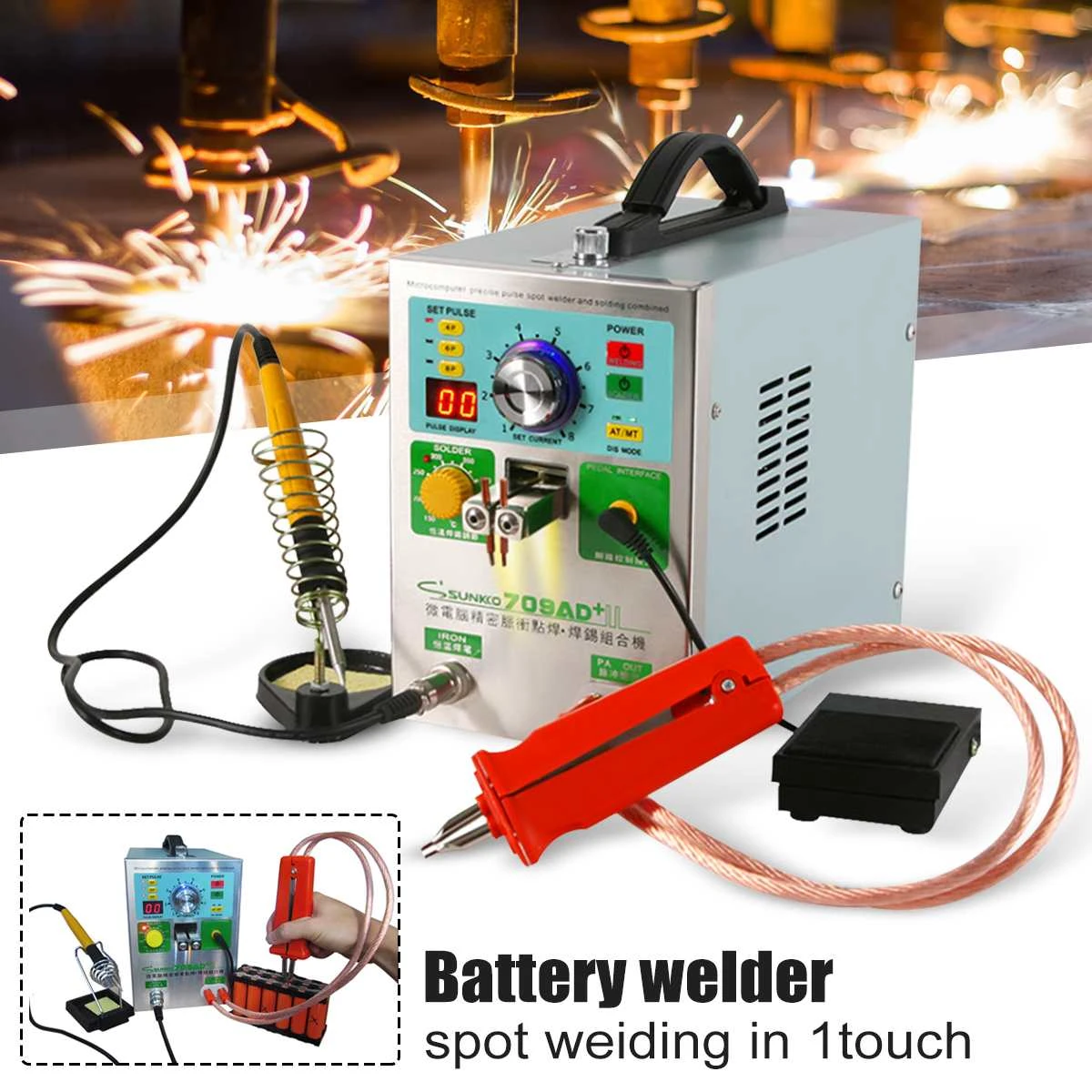 US $229.10 709AD18650 Lithium Battery Spot Welder 32KW 220V Automatic Pulse Spot Welding Machine with 70B Handheld Welding Pen