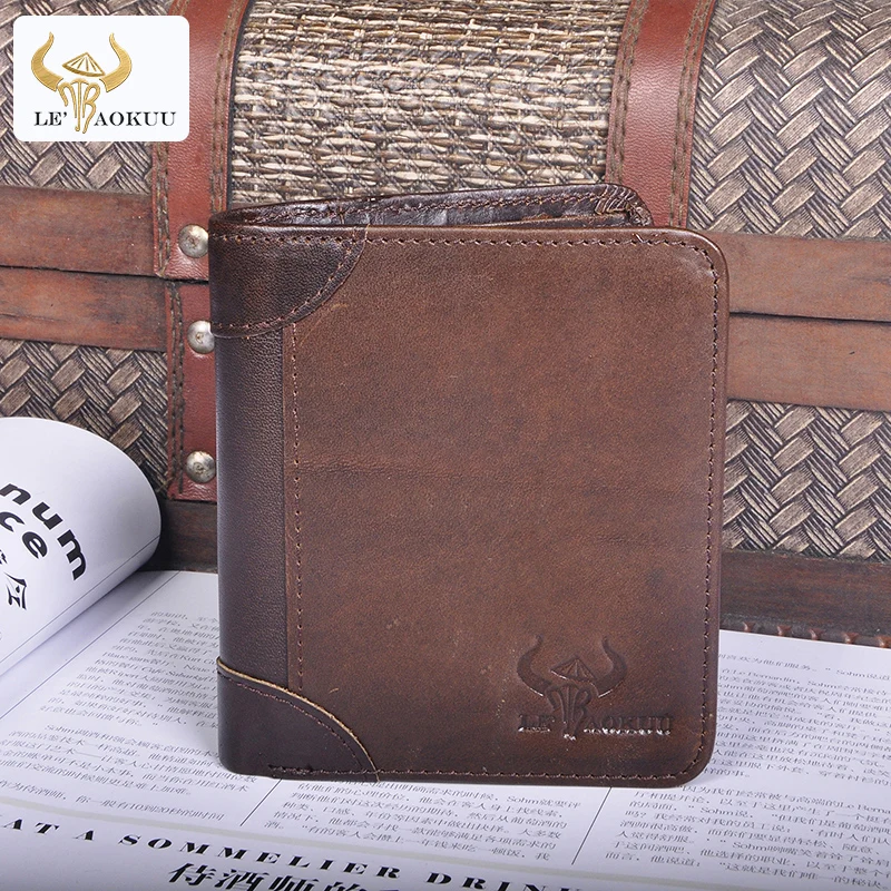 

Luxury Coffee Quality Leather Front Pocket Purse Male Designer Standard Fashion Gift Card Case Holder Handy Slim Wallet Men 5022