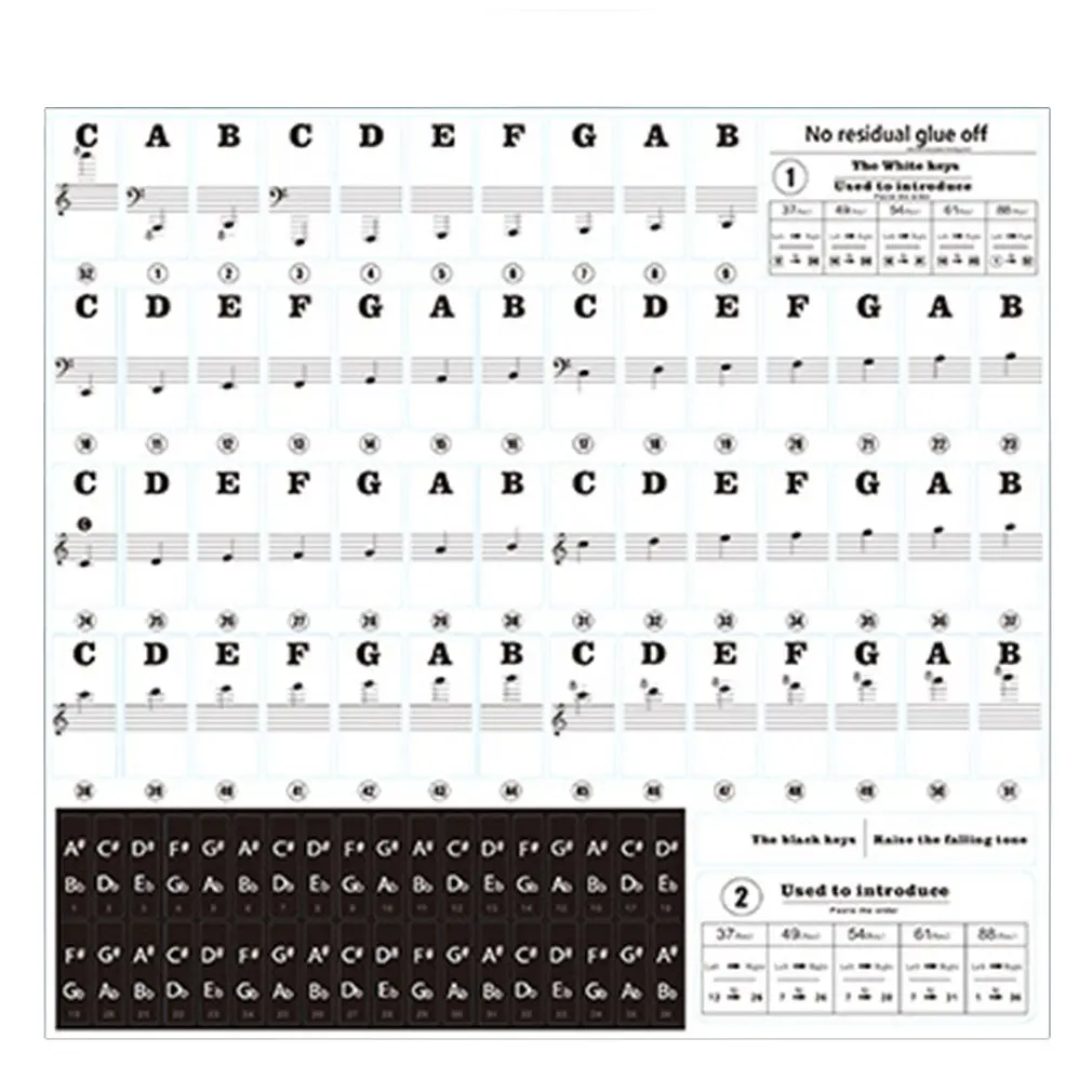 Фортепианная наклейка прозрачная в форме рояля клавиши электронная клавиатура