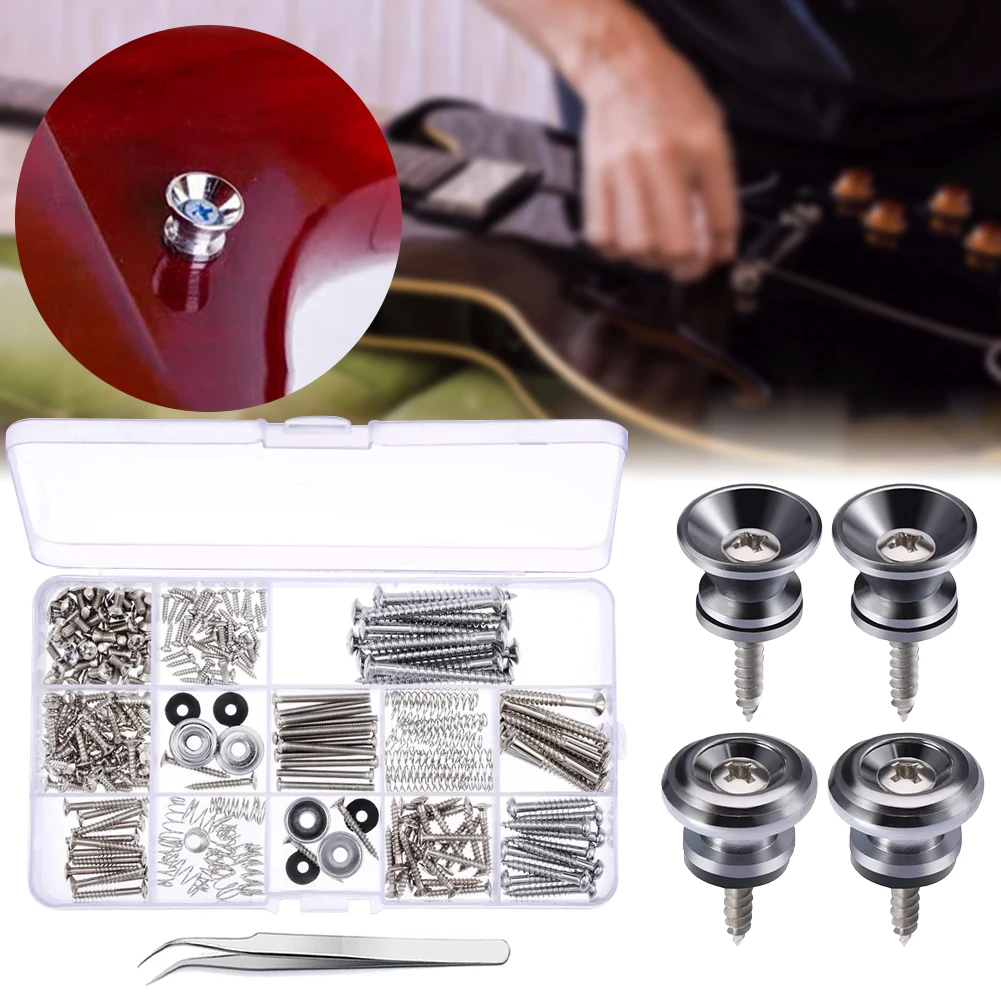 

Electric Guitar Screws Kit 9 Types Luthier Tool with Tweezers Sorting Box for Electric Guitar Bridges Pickups Tuners Switches 3P