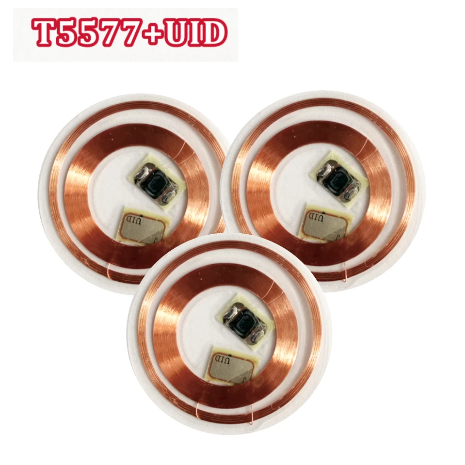 13 56 МГц 125 кГц ID IC записываемые бирки T5577 UID двойная частота прозрачные круглые
