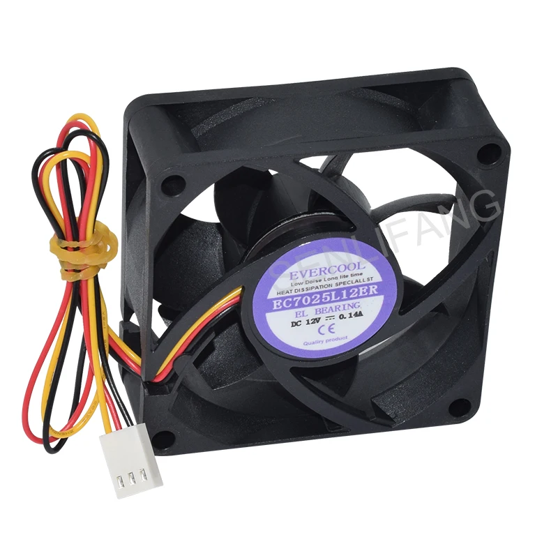 Оригинальный 70 мм вентилятор EC7025L12ER для EVERCOOL 7025 DC12V 0.14A трехпроводный бесшумный