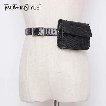 

TWOTWINSTYLE Vintage Synthetic PU Leather Belts For Female Casual Patchwork Bag Tunic Women's Belt Fashion Autumn 2020 tide