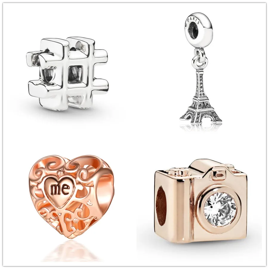 

NEW Fashion Camera Tower Heart HASHTAG SYMBOL Beads Fit Original Pandora Bracelet DIY Jewelry