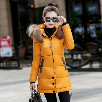 

abrigos mujer invierno 2019 plus size women winter jacket women puffer jacket womens coats winter Fur collar hat Long coat