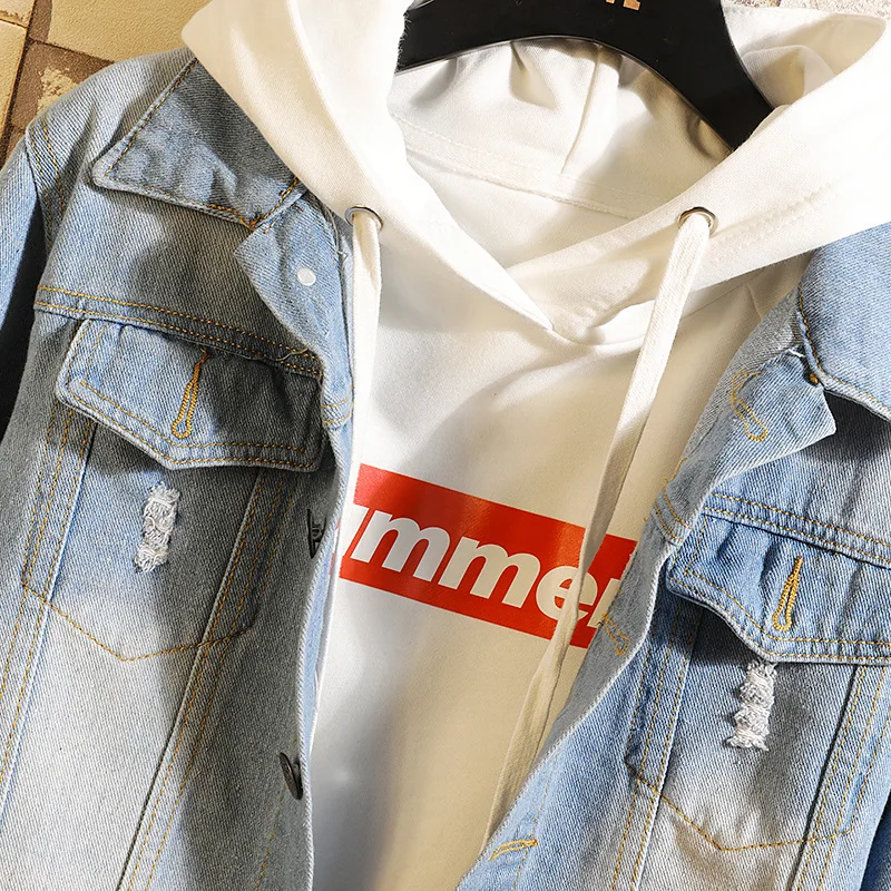 

2019 chun xin Men'S Wear Korean-style New Style C- Denim Jacket Men's Fashion Loose Slim Fit Fold-down Collar Cowboy Clothing Co
