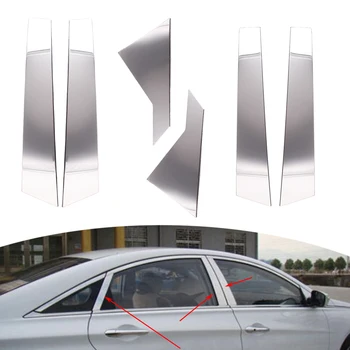 

6Pcs Chrome Stainless Steel B C Pillar Trim Cover Decal Fit for Hyundai Sonata 2011 2012 2013 2014