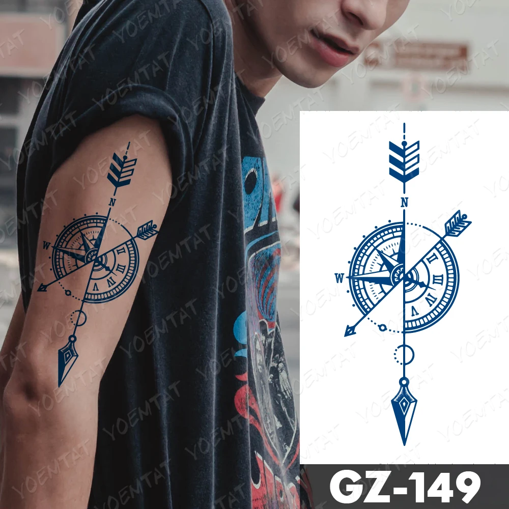 Cheap Wolf Compass Temporary Tattoos For Men Women Boys Kids Tiger Fake  Lion Tattoo Sticker Black Forest Rose God Tattos Self Adhesive  Joom