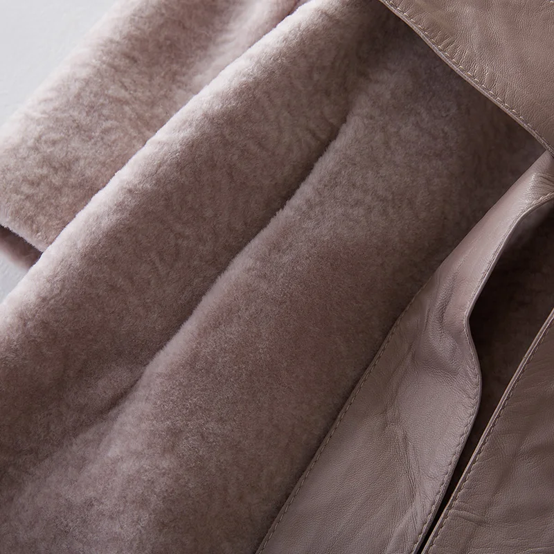 Пальто из натурального меха, осенне-зимнее пальто, женская одежда, овечья овчина, шерстяная куртка, корейское тонкое длинное пальто, Casaco Feminino ZT694