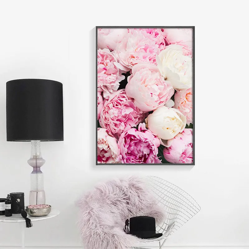 Минималистичные плакаты и принты розовый цветок пиона декор детской комнаты