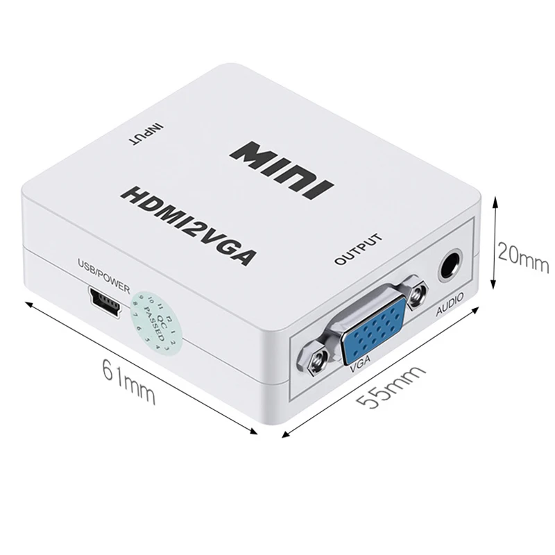 HDMI to VGA cable Converter adapter 1080P Audio Connector HDMI 2VGA with Audio for PC Laptop to HDTV Projector