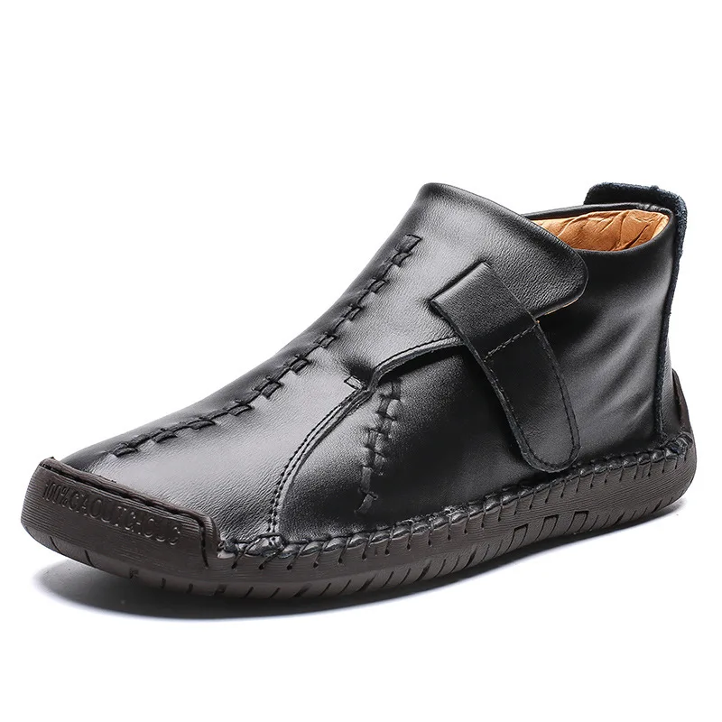 

Winter Warm Male Ankle Boots Business Leisure Plush Men shoes Round Retro Snow Boots Men Handmade Driving male shoes HX-235