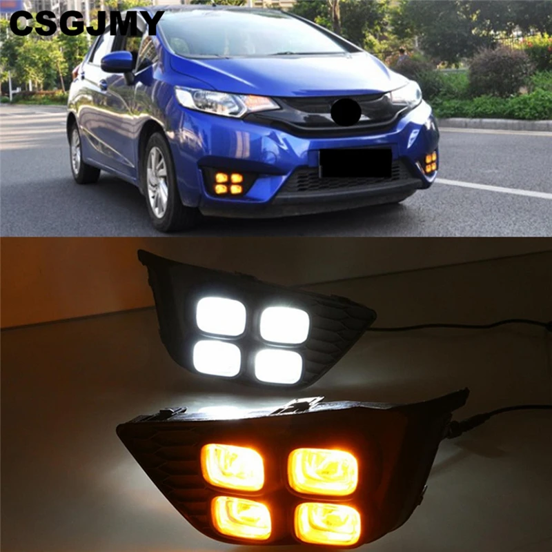 Автомобильная проблесковая для Honda Jazz Fit 2014 2015 2016 DRL Вождения освещают светильник