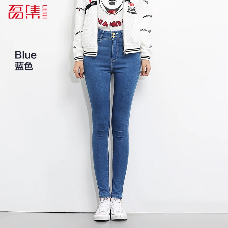 LEIJIJEANS размера плюс женские джинсы с высокой талией черные брюки Женские Эластичные Обтягивающие Брюки эластичные женские брюки - Цвет: light blue