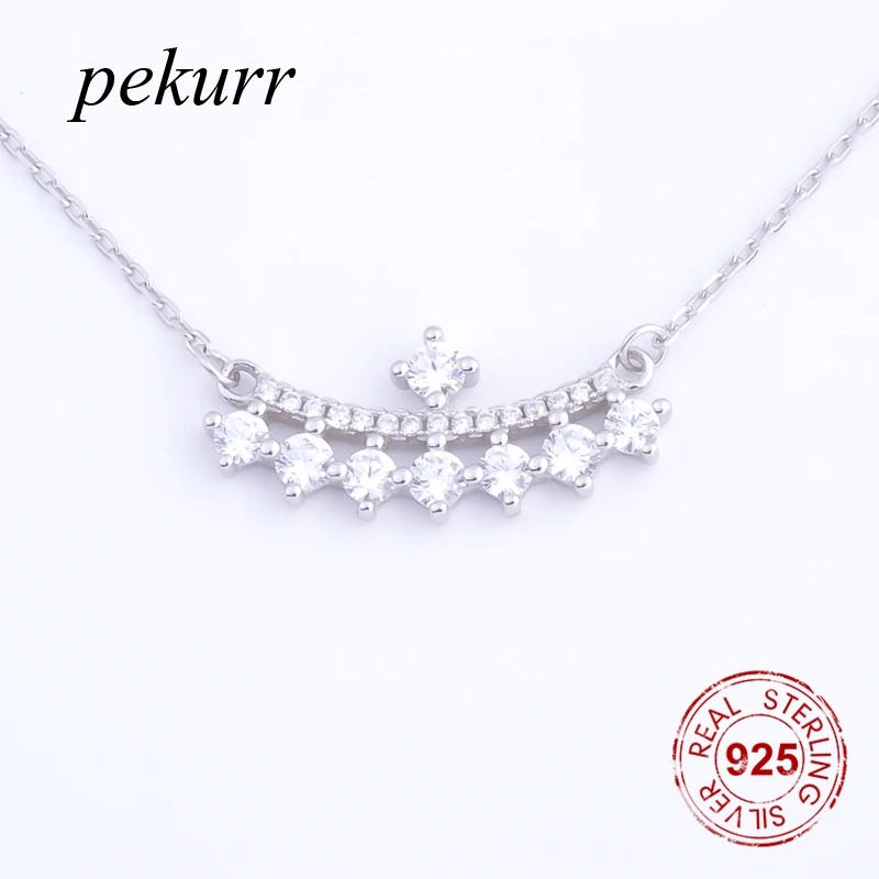 Pekurr Geometric 925 Sterling Silver 8 Cubic Zircon Star &amp Long CZ Strip Necklaces For Women Pendants Chain Jewelry Gifts | Украшения и