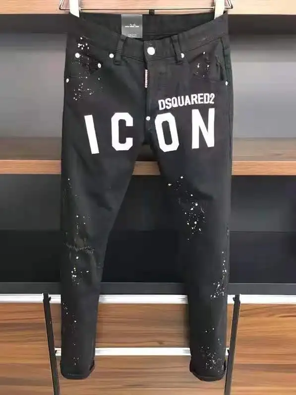 ICON Jeans Pants Design Cool Top Jeans Men Slim Jeans Denim Trousers Blue  Hole Pants Jeans For Men Dsqared2|Jeans| - AliExpress
