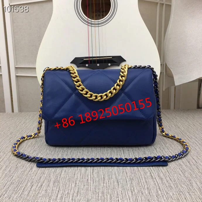 blue Роскошная брендовая сумка из овчины высокого качества, дизайнерская сумка с двойным клапаном, сумка через плечо из натуральной кожи, сумки на плечо, сумки на цепочке для женщин - Цвет: blue