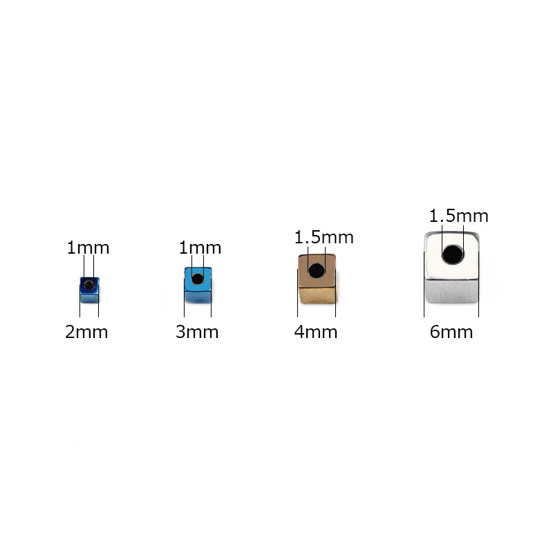 2 3 4 6mm 천연 적철광 스톤 비즈 큐브 모양 실버 쥬얼리 만들기위한 느슨한 스페이서 비즈 DIY 팔찌 액세서리 15''