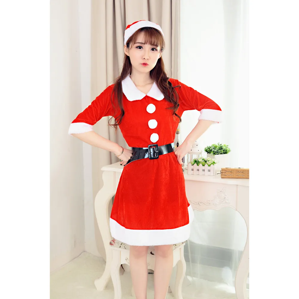 Стильный бар, женский сексуальный Рождественский костюм Санты, нарядное мини-платье для девушек, офисный наряд для вечеринки, флисовые красные зимние платья с v-образным вырезом