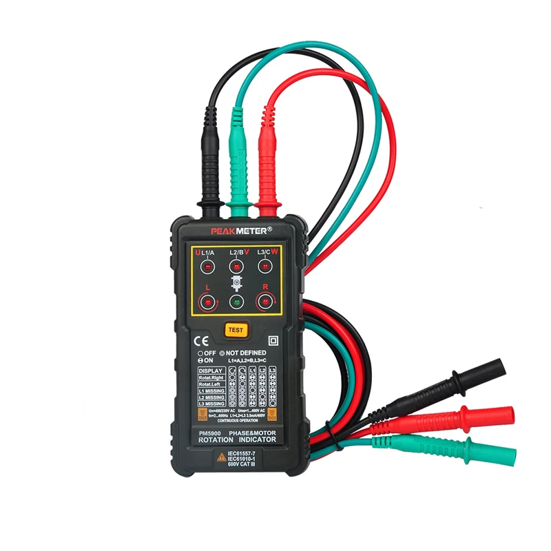 

PM5900 Motor & Phase Rotation Indicator Three Motor Phase Rotation Indicator Sequence Voltage Current Frequency Tester