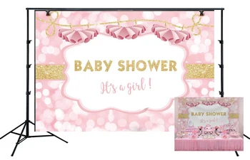 

Ballerina It's a Girl Baby Shower Backdrop Pink Bokeh Tutu Gold Birthday Party Cake Table Decor Banner Photo background SM-312