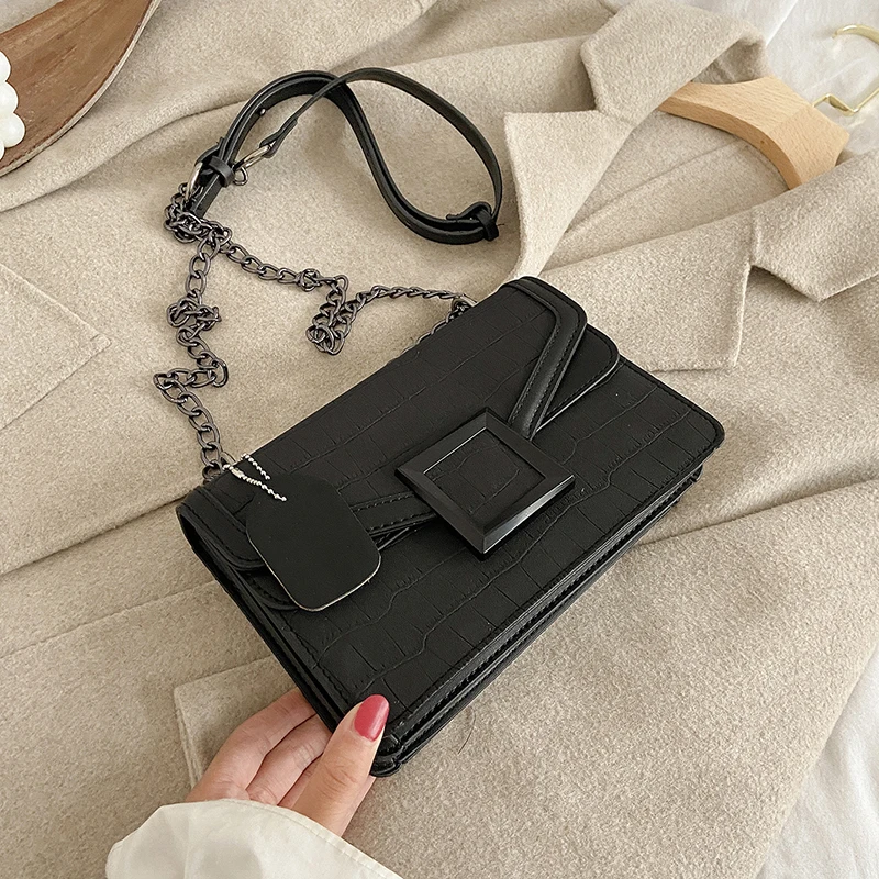 Solid Color PU Leather Crossbody Bags for Women 2021 Small Shoulder Simple Bag Female Luxury Chain Handbags and Purses Bolsos | Багаж и