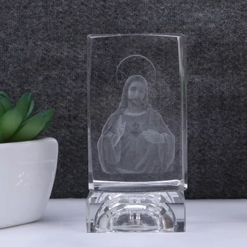 

1PC Colorful Light Durable Creative Crystal 3D Jesus Crystal Jesus Light for Souvenirs Birthday Christmas Wedding