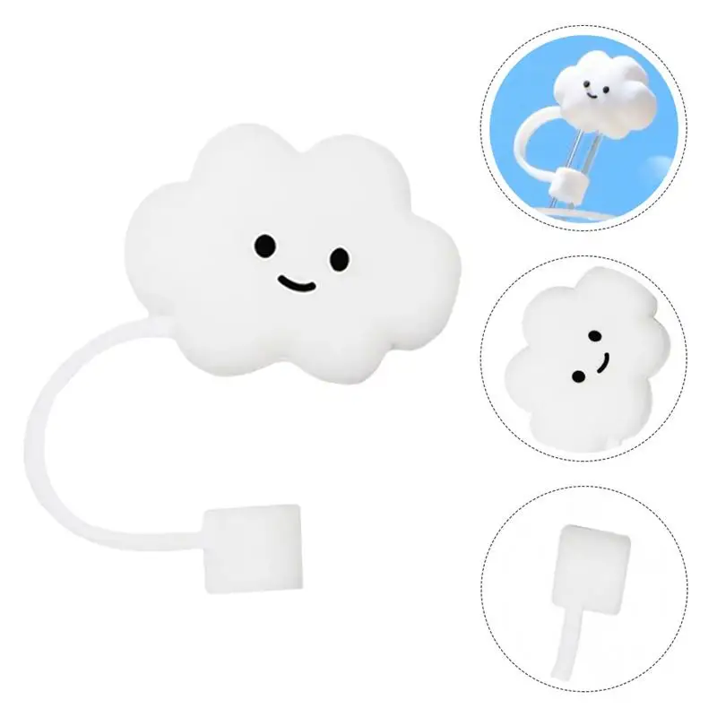 2pcs   Straw Plug Interesting Better Vivid Protector Caps Cloud Shape Straw Tips Cover Daily Supplies for Party