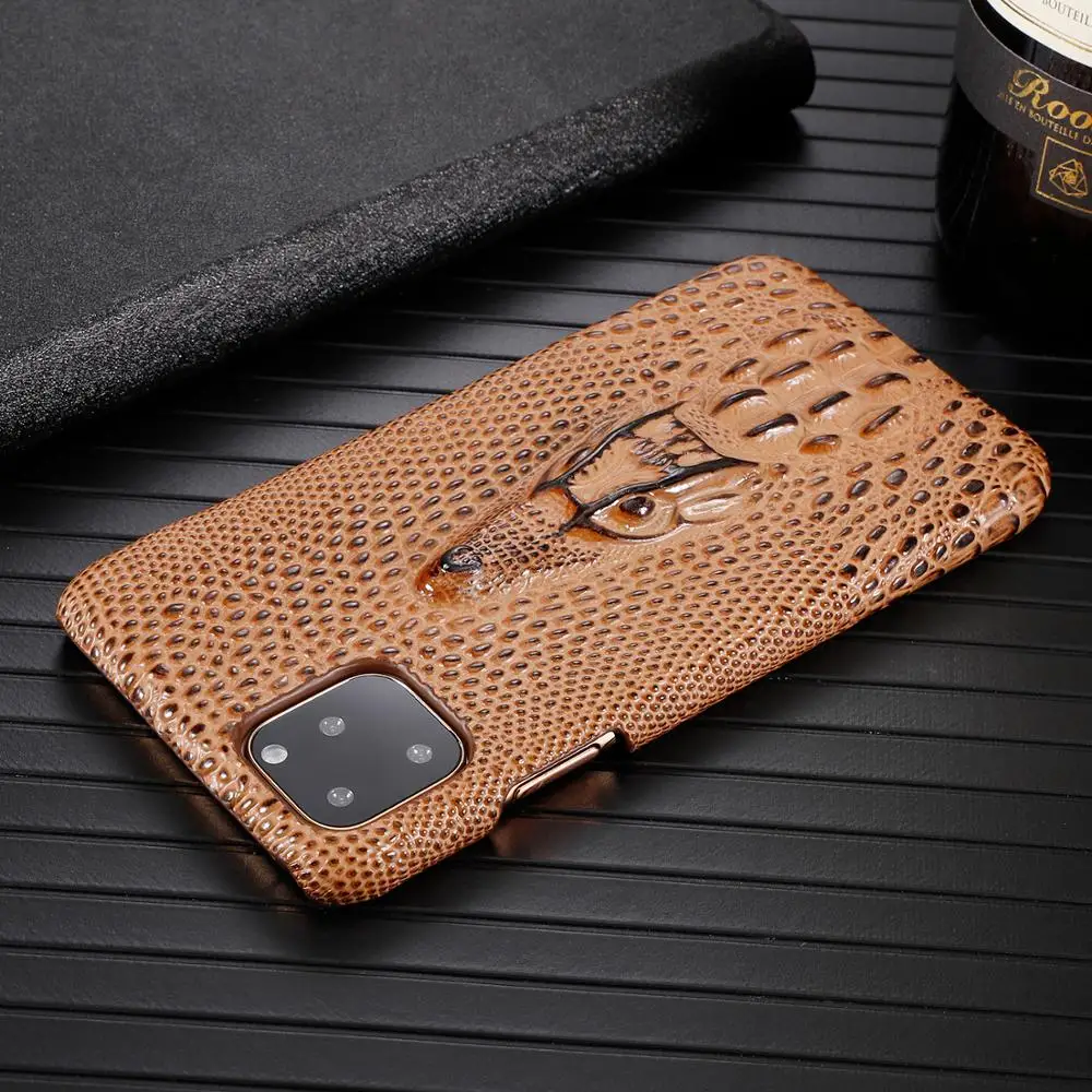 

Genuine First layer Cowhide Leather Phone Case For iPhone X 7 8 Plus Crocodile Texture Back Cover For iPhone X XSMax XR Cases
