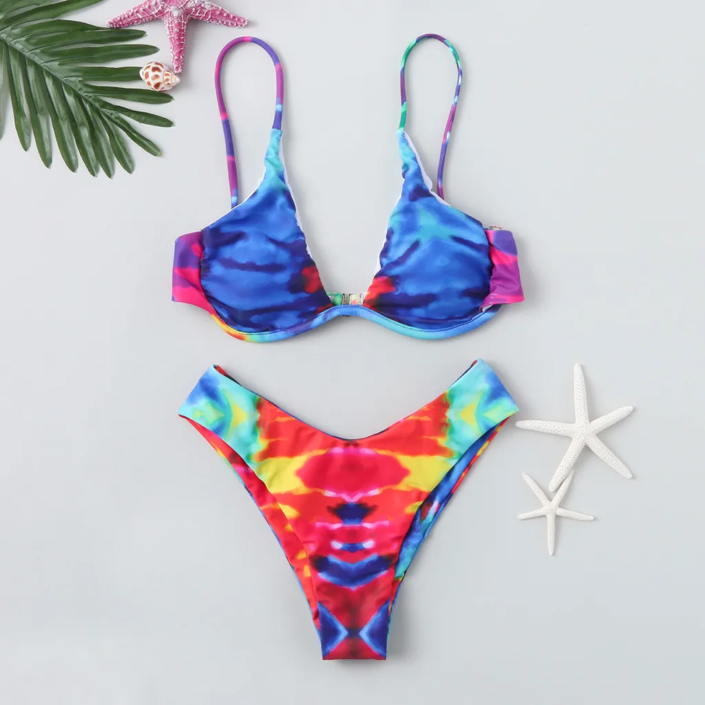 SAGACE Tie Dye бикини 2020 женский купальник с низкой талией пуш ап Новое поступление
