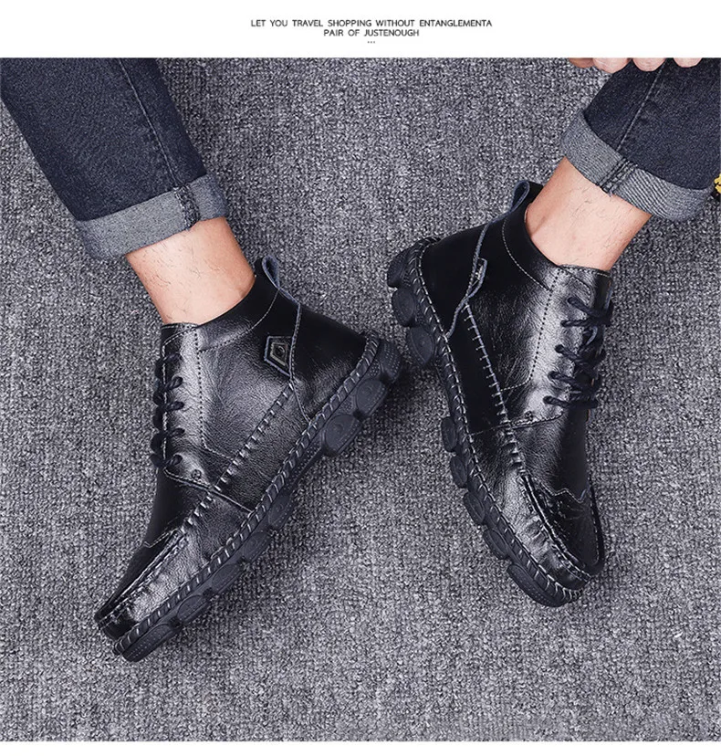 38-48 winter boots Comfortable Non-Slip Genuine Leather winter men shoes#866