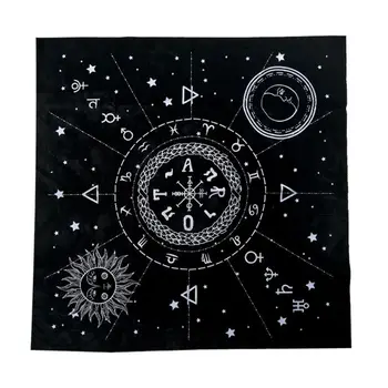 

1pc 49*49cm Tarot Tablecloth Twelve Constellations Sun Moon Pentagram Pagan Altar Divination Board Game Tarot Cloth Flannel