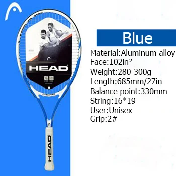 Теннисная ракетка оригинальная Теннисная ракетка углеродная Теннисная ракетка Tenis Raquete HEAD Raquet Tenis Paddle 4 1/4 - Цвет: Sky blue
