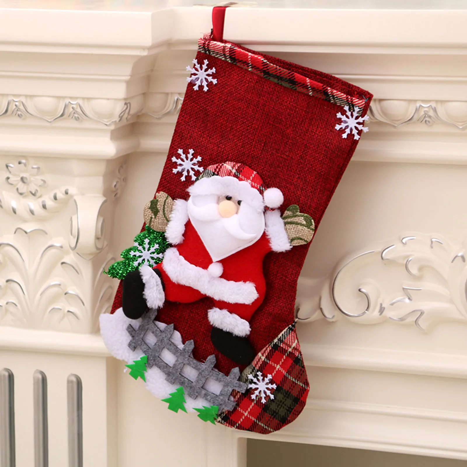 Los calcetines de algodón escotados tobillo del calcetín de Navidad impresas en 3D para regalo de Navidad 