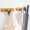 Adhesive Bamboo Stainless Steel Hook Rack Wall Clothes Bag Key Hanger Hook Kitchen Bathroom Door Towel Rack Shelf ► Photo 3/6