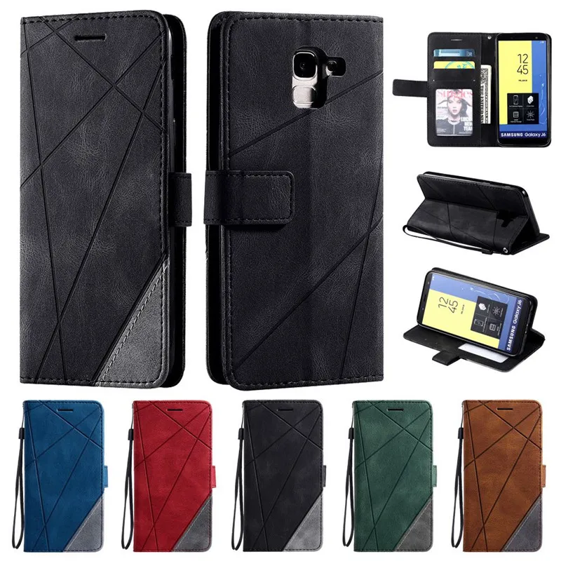 Caso Di Cuoio Su Per Coque Samsung Galaxy J6 2018 Caso Della Copertura Di Vibrazione Na Per Fundas Samsung J6 2018 Casse Del Telefono Galaxy J8 2018 A