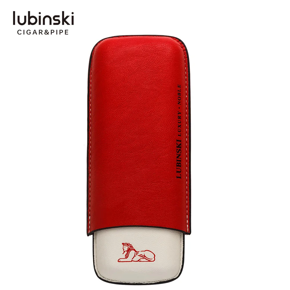 LUBINSKI Genuine Leather 2 Cigar travel carrying Case smoking pipe Humidor box bag Fit for COHIBA Cigars | Дом и сад
