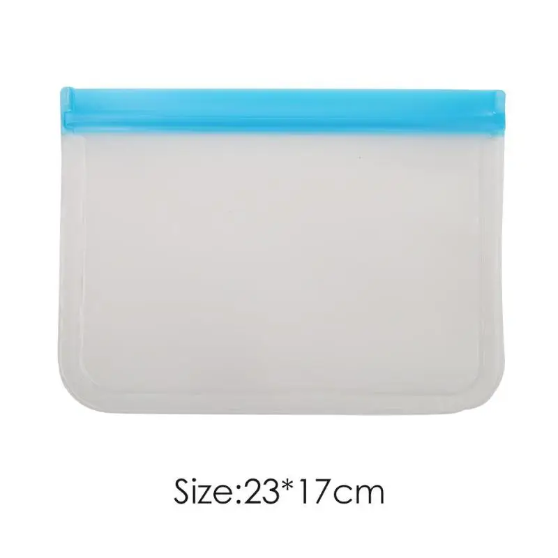 Blue23X17cm Силиконовые контейнеры для хранения еды герметичные контейнеры многоразовые стоьте вверх молния закрывать мешок чашки свежий мешок хранения еды мешок - Цвет: Blue23X17cm