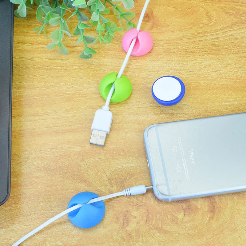 4 шт. устройство для сматывания кабеля, Фиксатор кабеля для зарядки, usb-кабель для наушников, органайзер, силиконовый Настольный кабельный зажим с 3 м акриловой задней накладкой