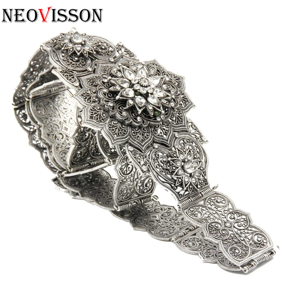 NEOVISSON настроить женский металлический пояс на талии, традиционный свадебный пояс, ювелирные изделия для тела, 5 цветов, Morocco Caftan, цепочка на талию - Окраска металла: NV1241RETROSILVER